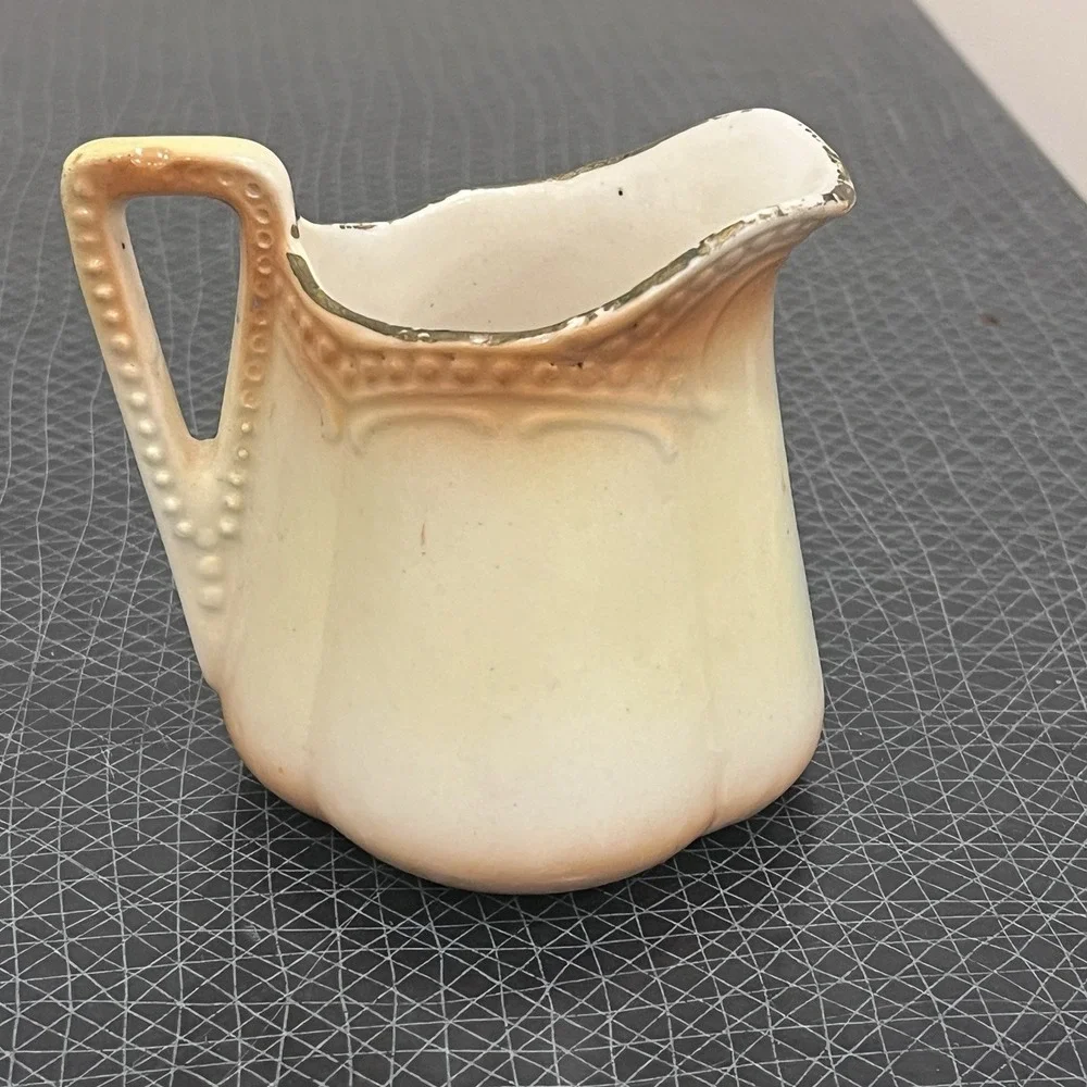 VINTAGE CREAMER SYRUP CABINET PITCHER LOVELY RED YELLOW ROSES ART NOUVEAU